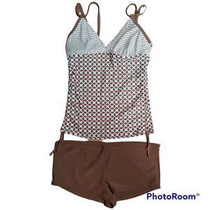 Athleta medium brown blue (bottom Inmocean large)          2 pieces swimwear